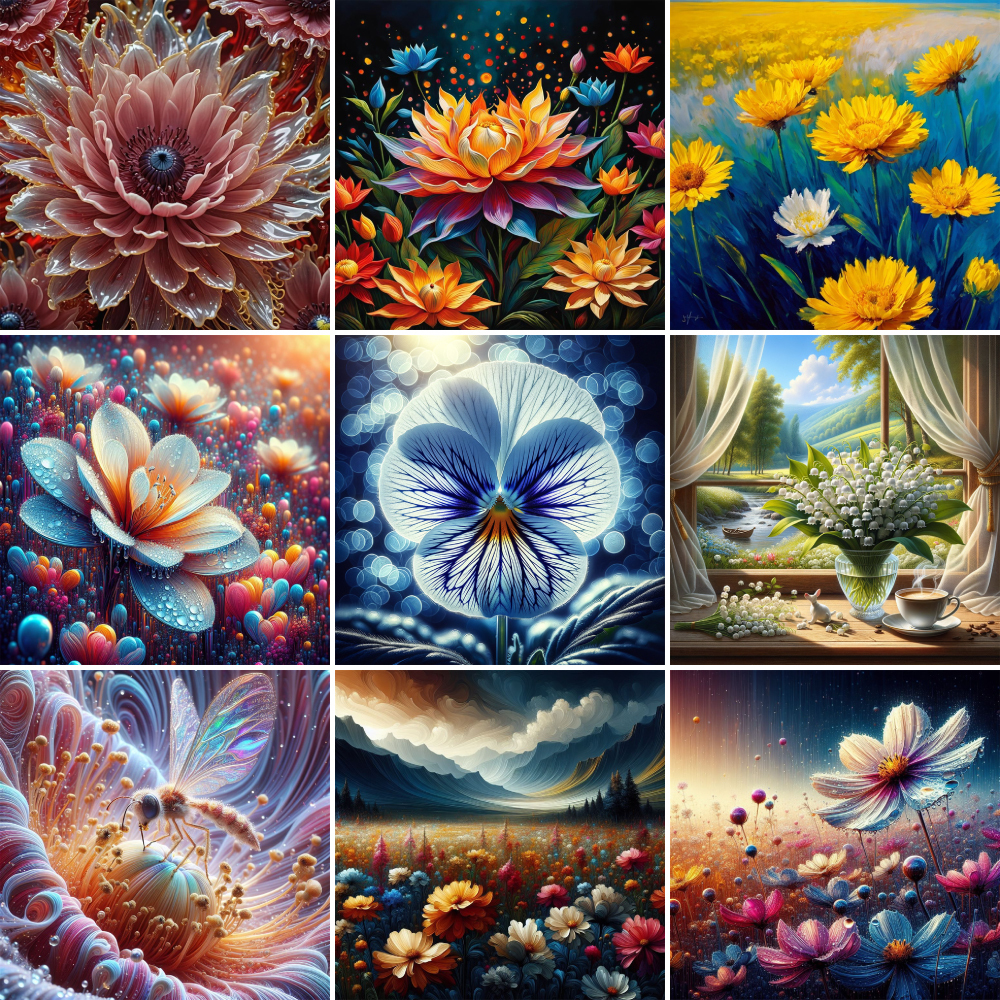 Art Craft Ideas For Adults - Flowers Pansy Lotus Paint By Numbers