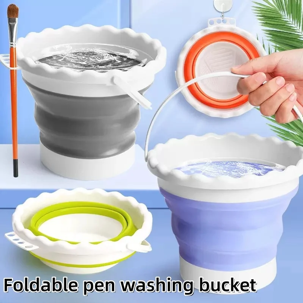 Art & Craft On Wild Animals For Preschoolers - Collapsible Foldable Paint Brush Water Bucket