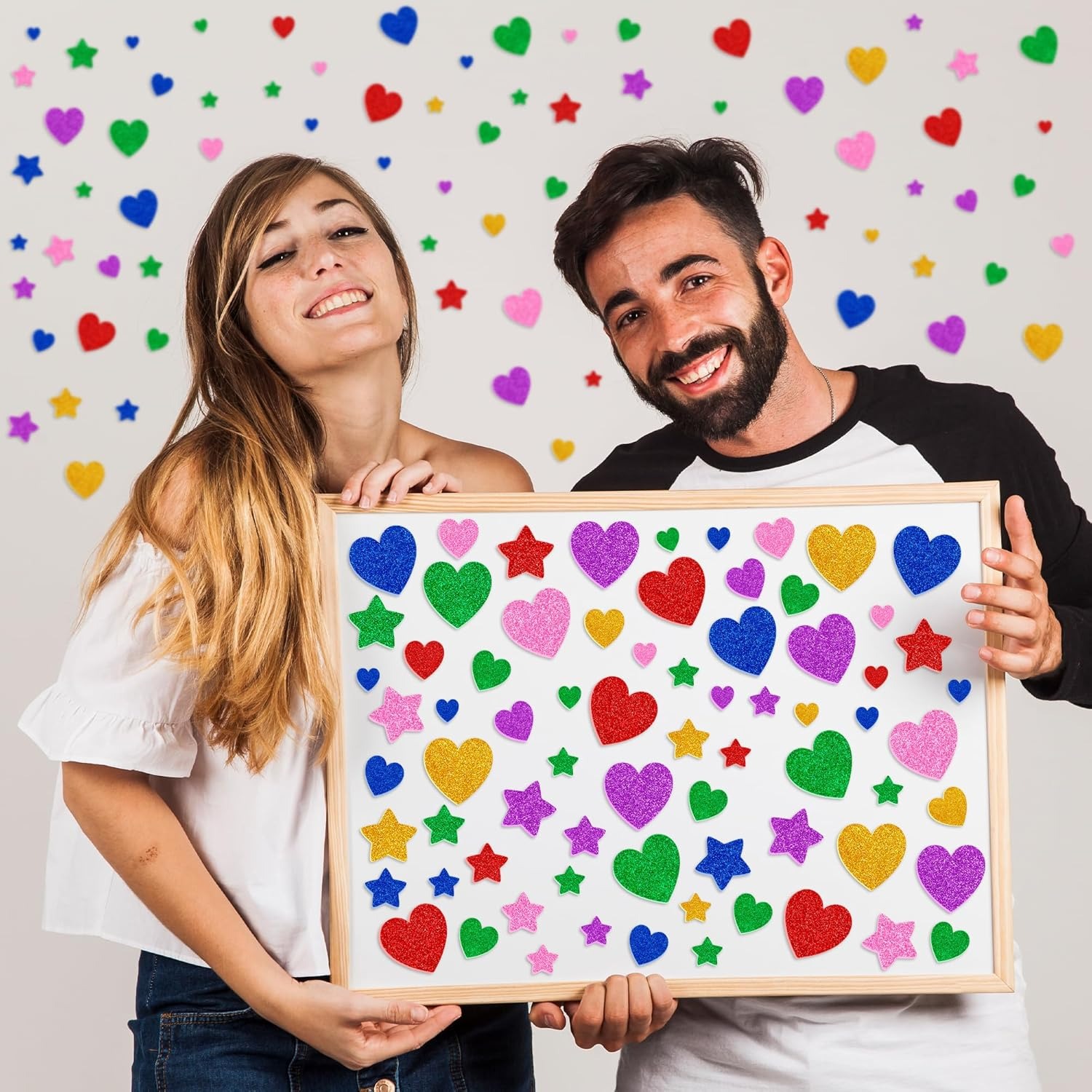 Art Craft Birthday Party - 150 Pieces Colorful Glitter Foam Stickers