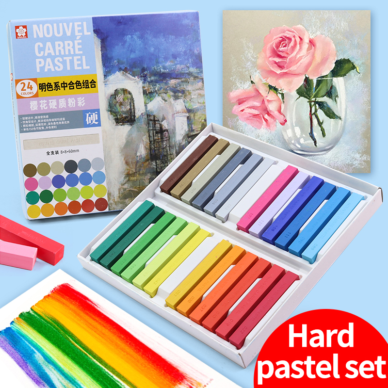 Chalk Pastel Set - Sakura Hard Pastel Crayon 12/24Colors Professional