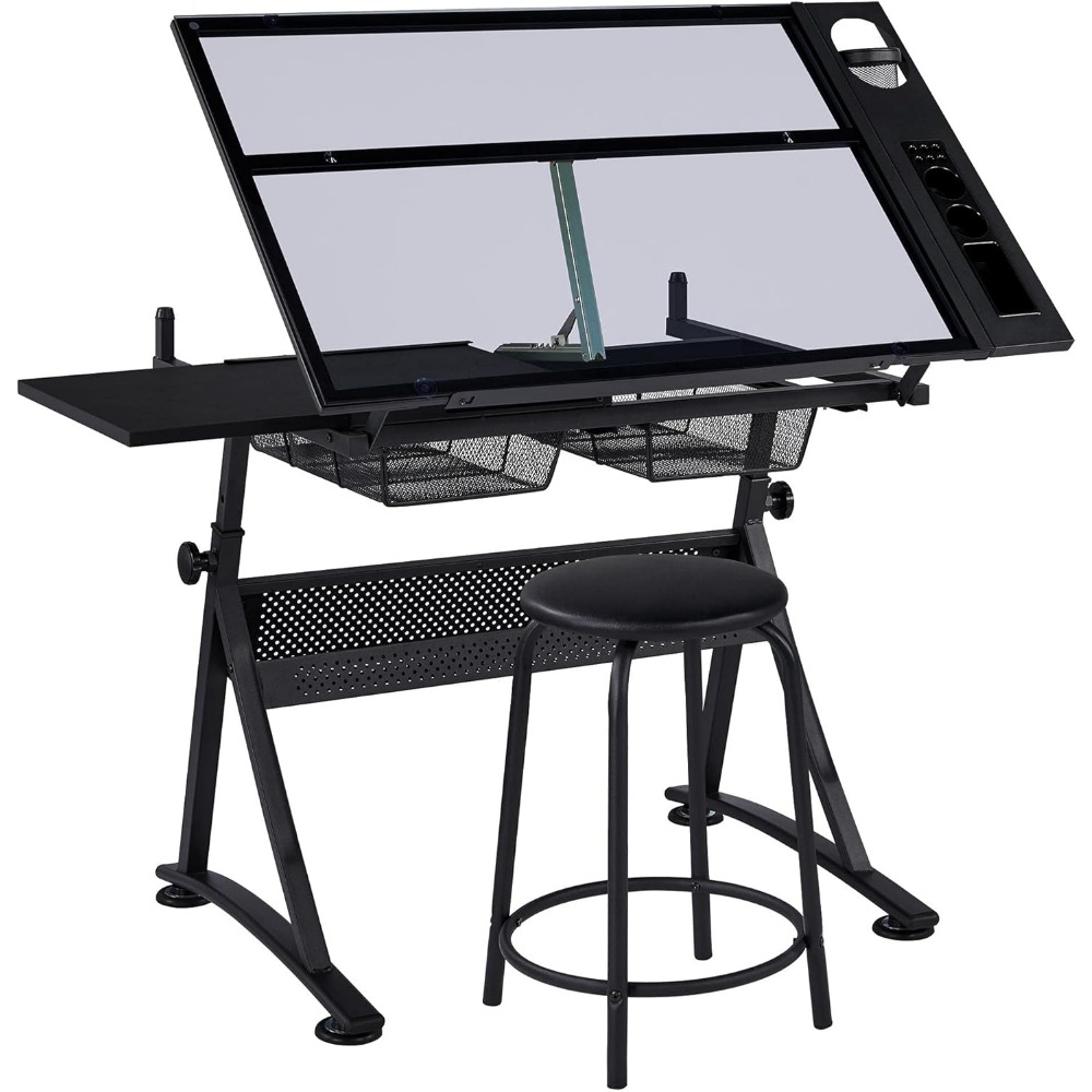 Art & Craft On Wild Animals For Preschoolers - Height Adjustable Drafting Table with Stool,