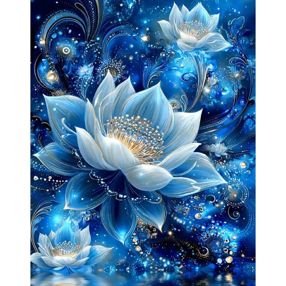 Art Craft Ideas For Adults - RUOPOTY Blue Lotus Diamond Painting Kits