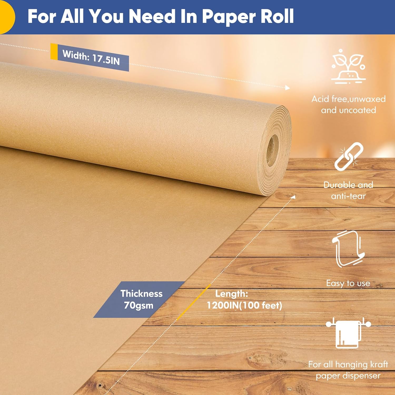 Art X Craft - Vanhench Brown Wrapping Paper Roll, Craft