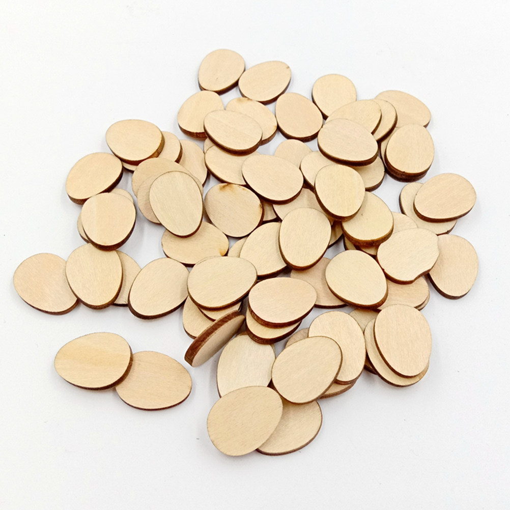 Art And Craft For Nursery - 100Pcs 30Mm Egg Shaped Unfinished Wooden
