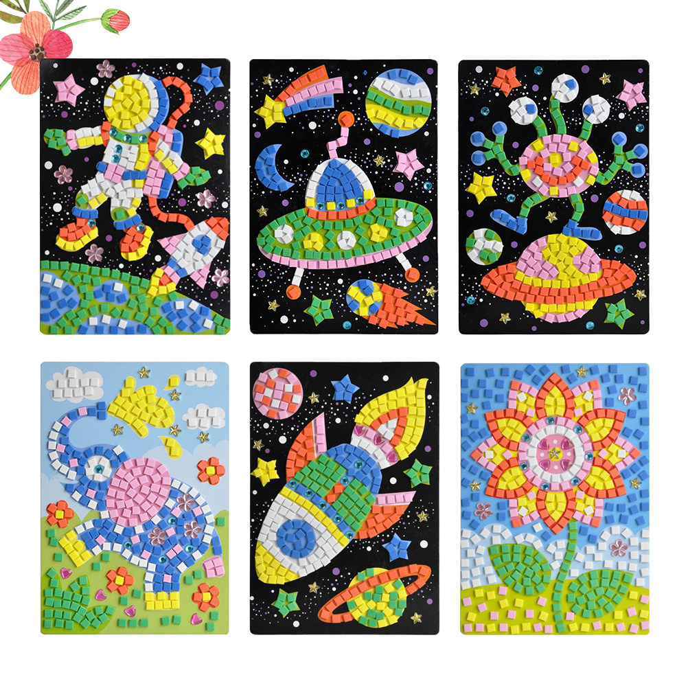 6Pcs Childrens Mosaic Art Stic - Art And Craft For Nursery recensie en prijs