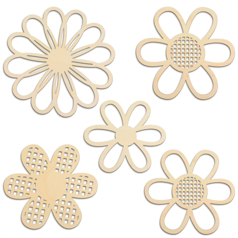 5pcs Wooden Flower Wall Decor  - Art And Craft For Nursery recensie en prijs