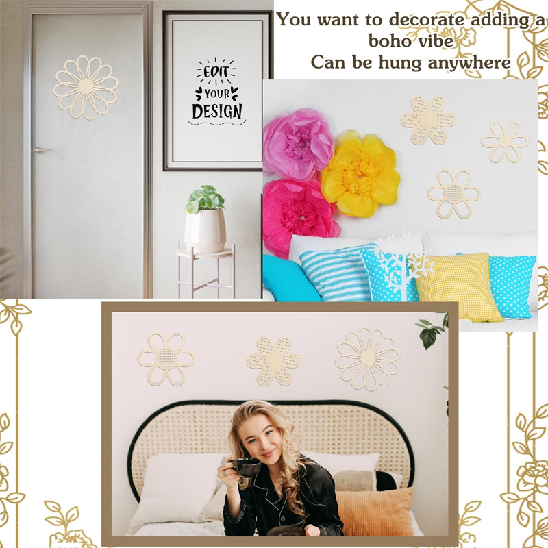 5pcs Wooden Flower Wall Decor  - Art And Craft For Nursery recensie en prijs