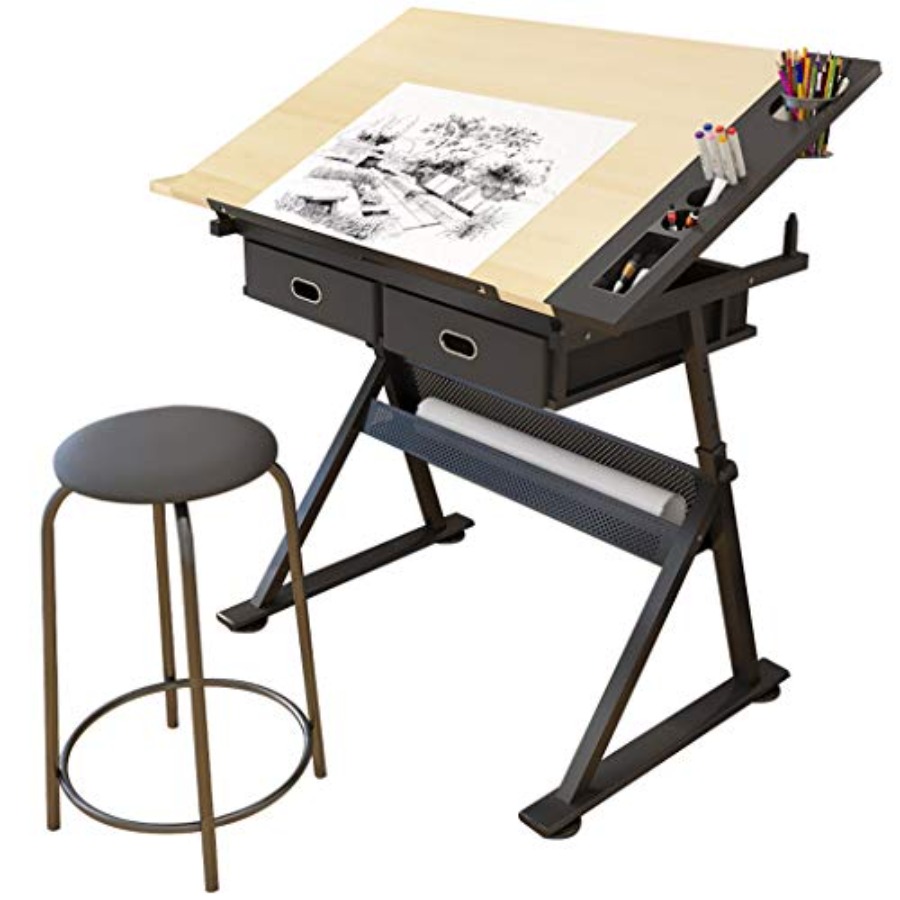 Drafting Table with Storage He - Art & Craft On Wild Animals For Preschoolers recensie en prijs