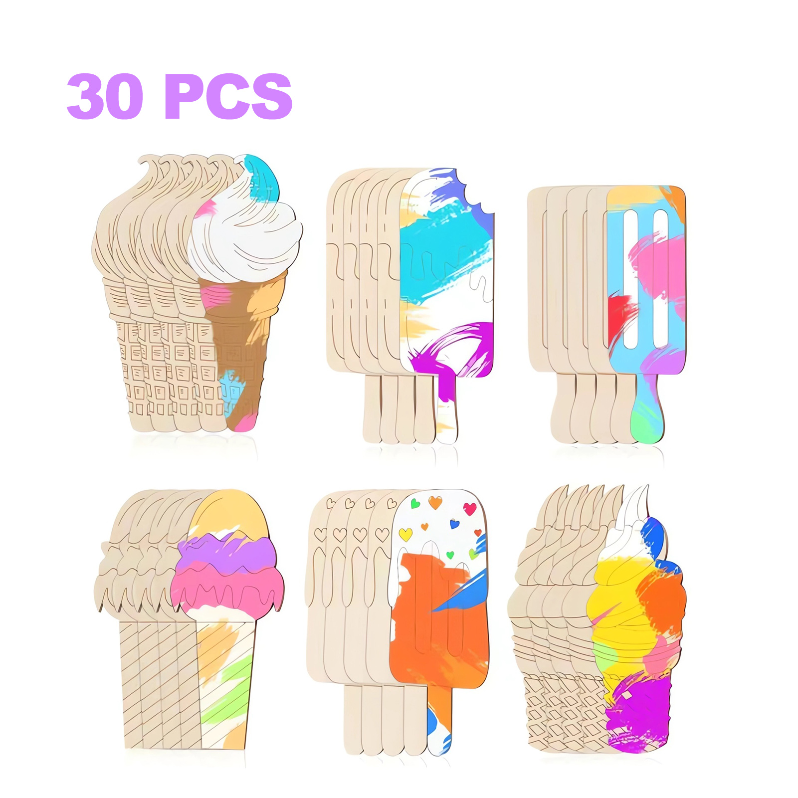 6/30pcs Ice Cream Wood Cutouts - Art Craft Birthday Party recensie en prijs