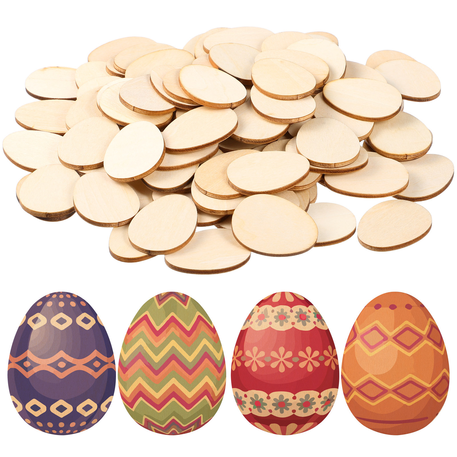100Pcs 40Mm Egg Shape Wood DIY - Art And Craft For Nursery recensie en prijs