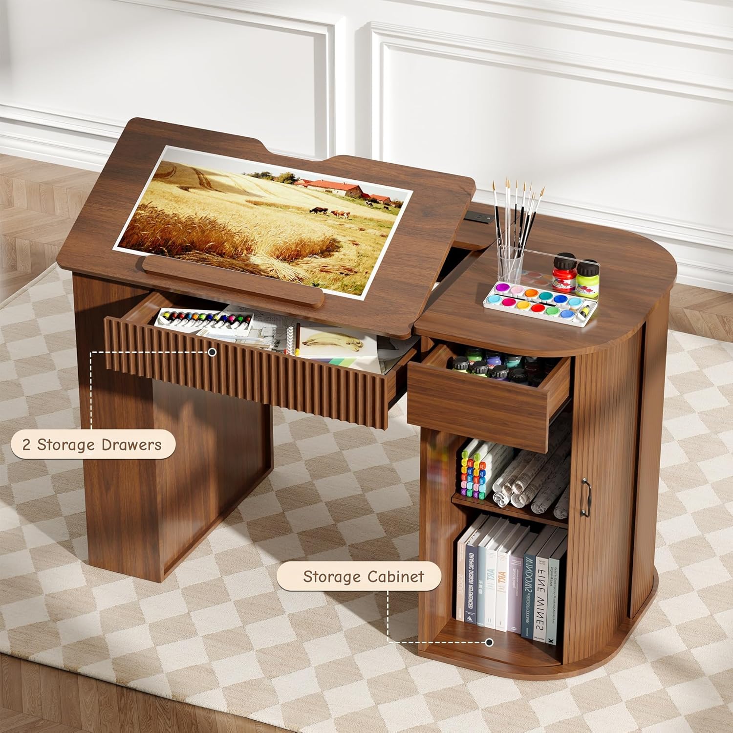 Drafting Table with Storage Ca - Art & Craft On Wild Animals For Preschoolers recensie en prijs