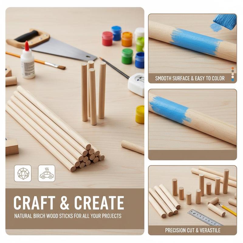 25Pcs Natural Birch Hardwood D - Art X Craft recensie en prijs